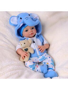 15" Weighted Silicone Baby Doll - Realistic Blue Eyes, 4 lbs, Perfect Gift for